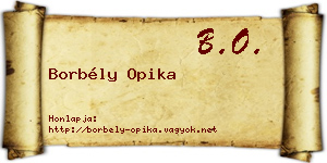 Borbély Opika névjegykártya
